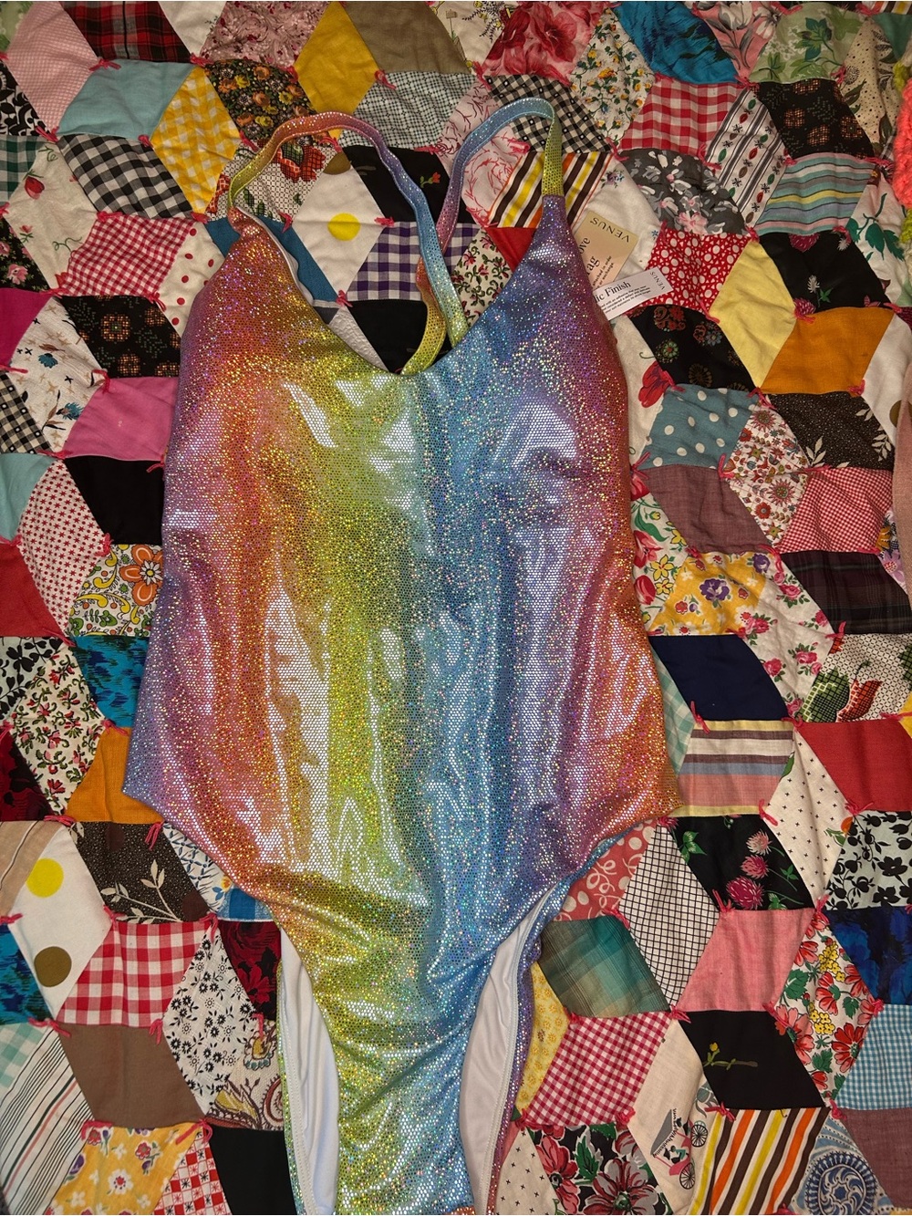 Iridescent Shiny Rainbow Sparkle One-Piece Swimsuit by Venus